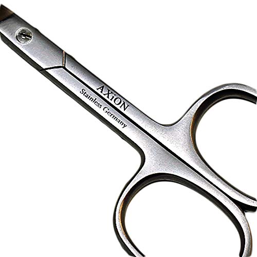 German AXiON Stainless Steel Baby Nose Hair Scissors (Rounded/Curved Tips) with a Premium Smoke Finish #slg007728fba