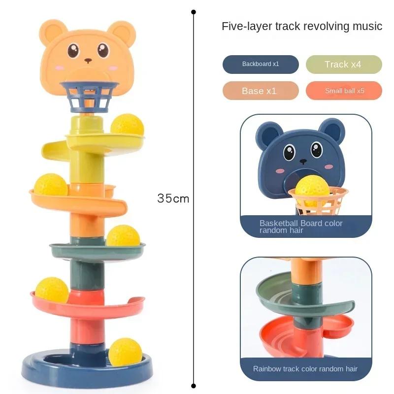 Non-Toxic Montessori Baby Toy Rolling Ball Tower Montessori Educational Games For Babies Stacking Track Baby Development Toys 1 2 3 Years