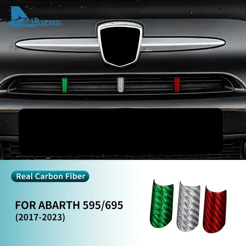 Real Hard Carbon Fiber Car Grille Decor For Abarth 595 695 2017 2018 LHD RHD Protection Accessories