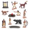 Detailed Plastic Indian Model Collection Of 12 Figures Including Chief And Warrior
