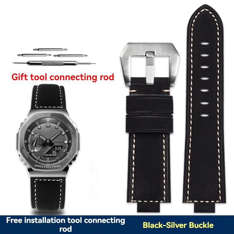 Modified Cowhide Watch Strap for Casio G-SHOCK GM-2100 GA2100 GA-2100 GM110 GA-110/120 GD-110 Wristband Watchband 24x16mm