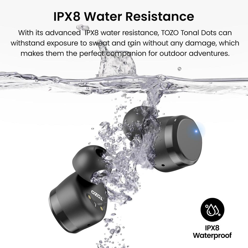 TOZO Tonal Dots (T12) Wireless Earbuds [New for 2023] Bluetooth 5.3, ENC Noise Cancelling, Dedicated App, LED Display Battery Life, 55 Hours of Music