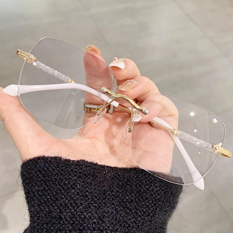 Photochromic Anti Radiation Frameless Glasses for Women Men Rimless Transition Eyeglass 2 In 1 Eyeglasses