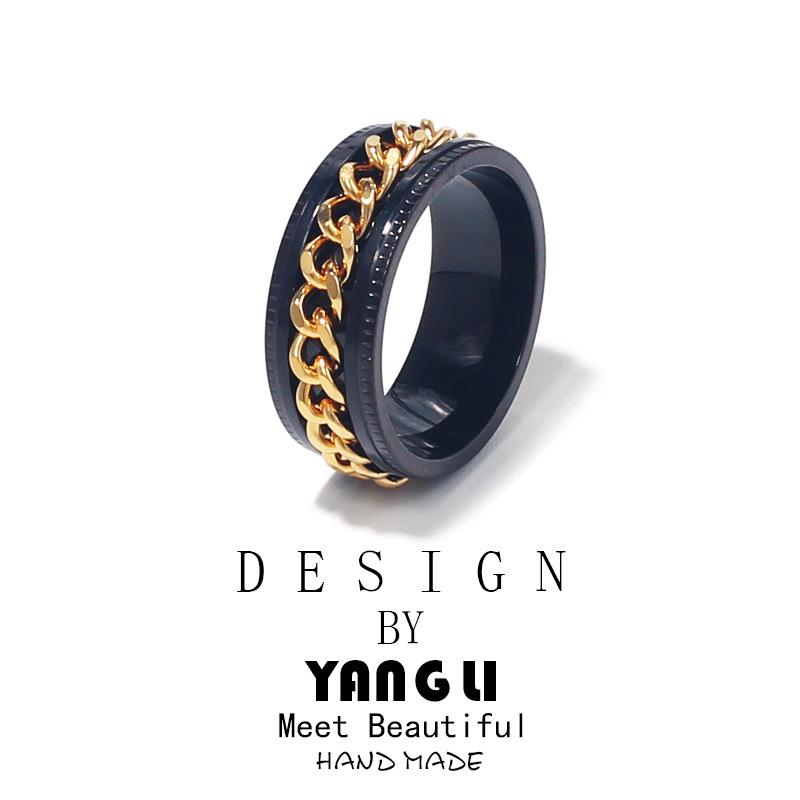 Men's Non-Fading Rotating Titanium Steel Ring - Stainless Steel Hand Jewelry