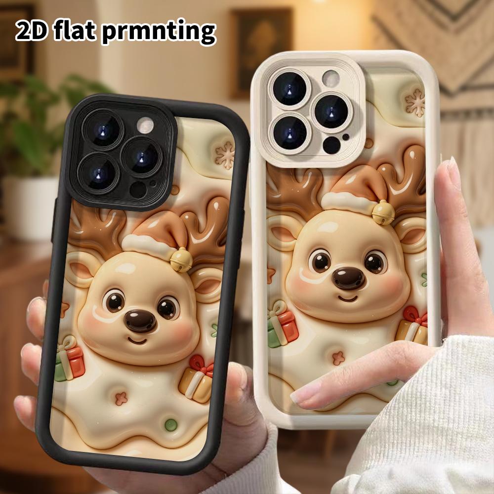 Phone Case: 2D Flat Design Suitable for iPhone 18 17 16 15 14 13 Pro Protective Case, Christmas Reindeer, Perfect Holiday Gift for Christmas and Hallo