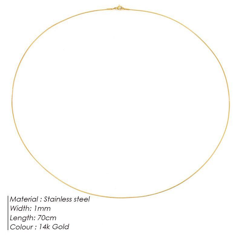 Steel Necklace Round Snake Chain for Women Simple Light Luxury Plain Chain Couple Clavicle Chain European and American Fashion Snake Bone Chain