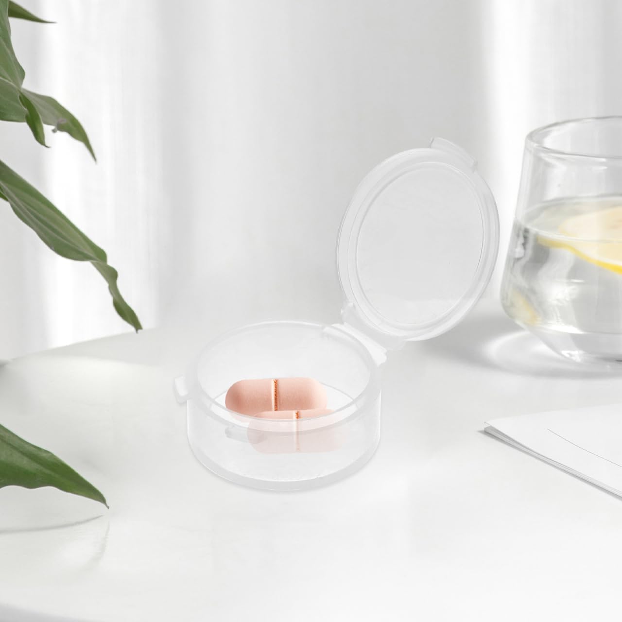 

HEALLILY 10 шт. Маленький контейнер для таблеток Прозрачные круглые пластиковые контейнеры для хранения Таблетница Коробка для хранения берушей с крышками (белый)