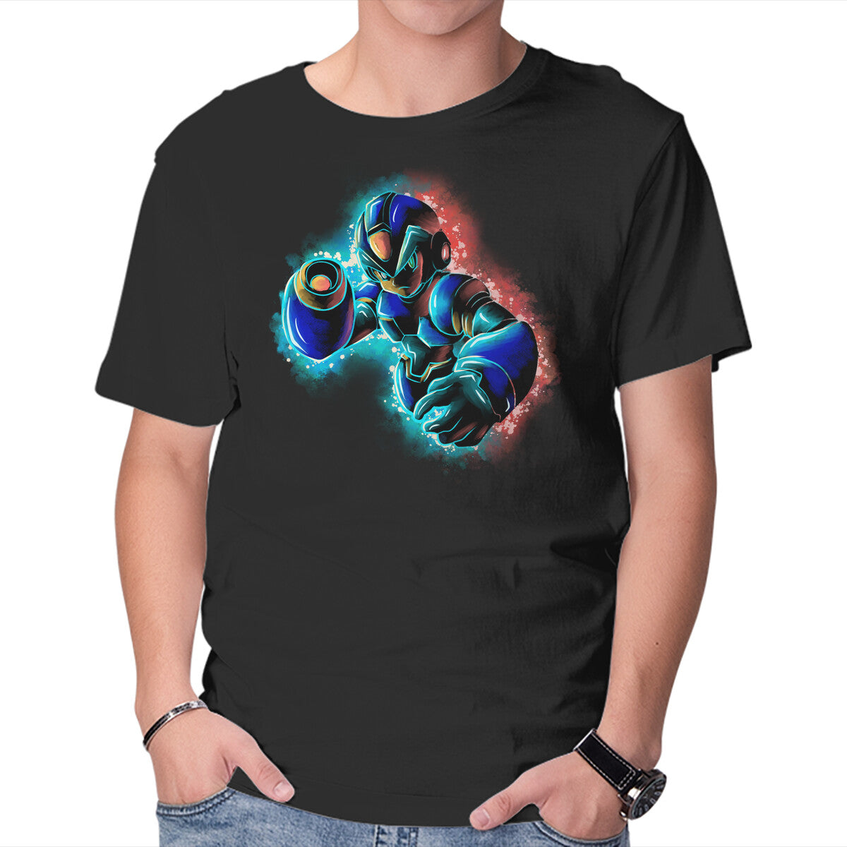 Unisex Crew Neck T-Shirt Mega Neon Graphic Short Sleeve Casual Tee S