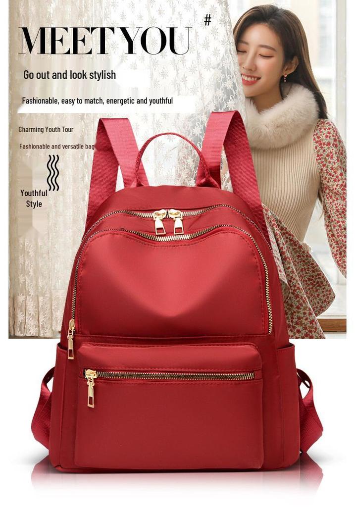 Women's Trendy Oxford Cloth Backpack: Stylish 2026 Versatile Canvas Bag for Travel & School