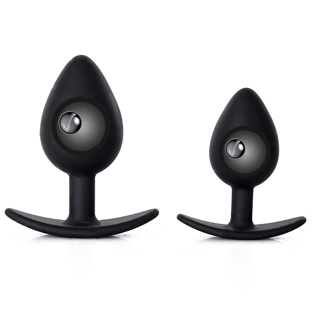 Silicone Anal Plug Wearable Metal Rolling Bead Butt Plug Stimulation Anus Masturbator G-Spot Massage Sex Toys for Man Women Gay