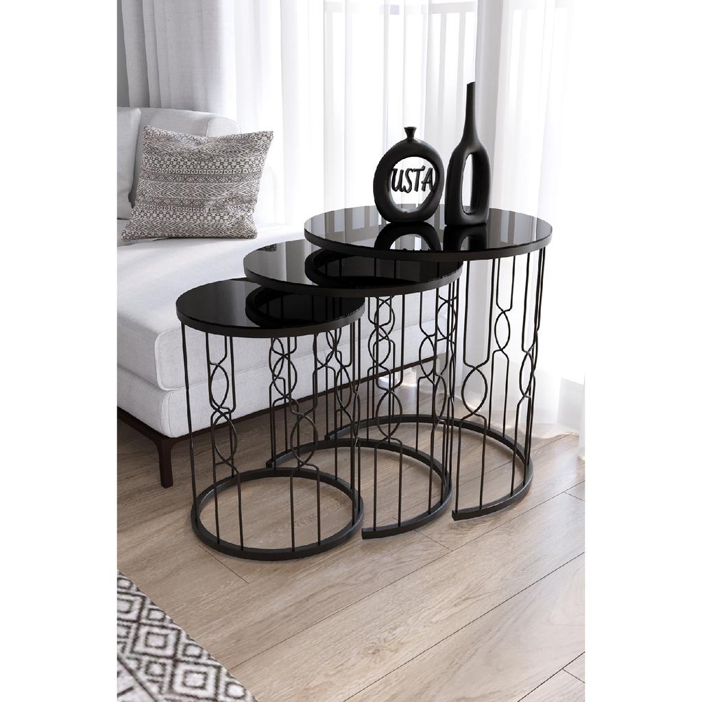 Hayal Wired Model Black Metal Nesting Black Glass
