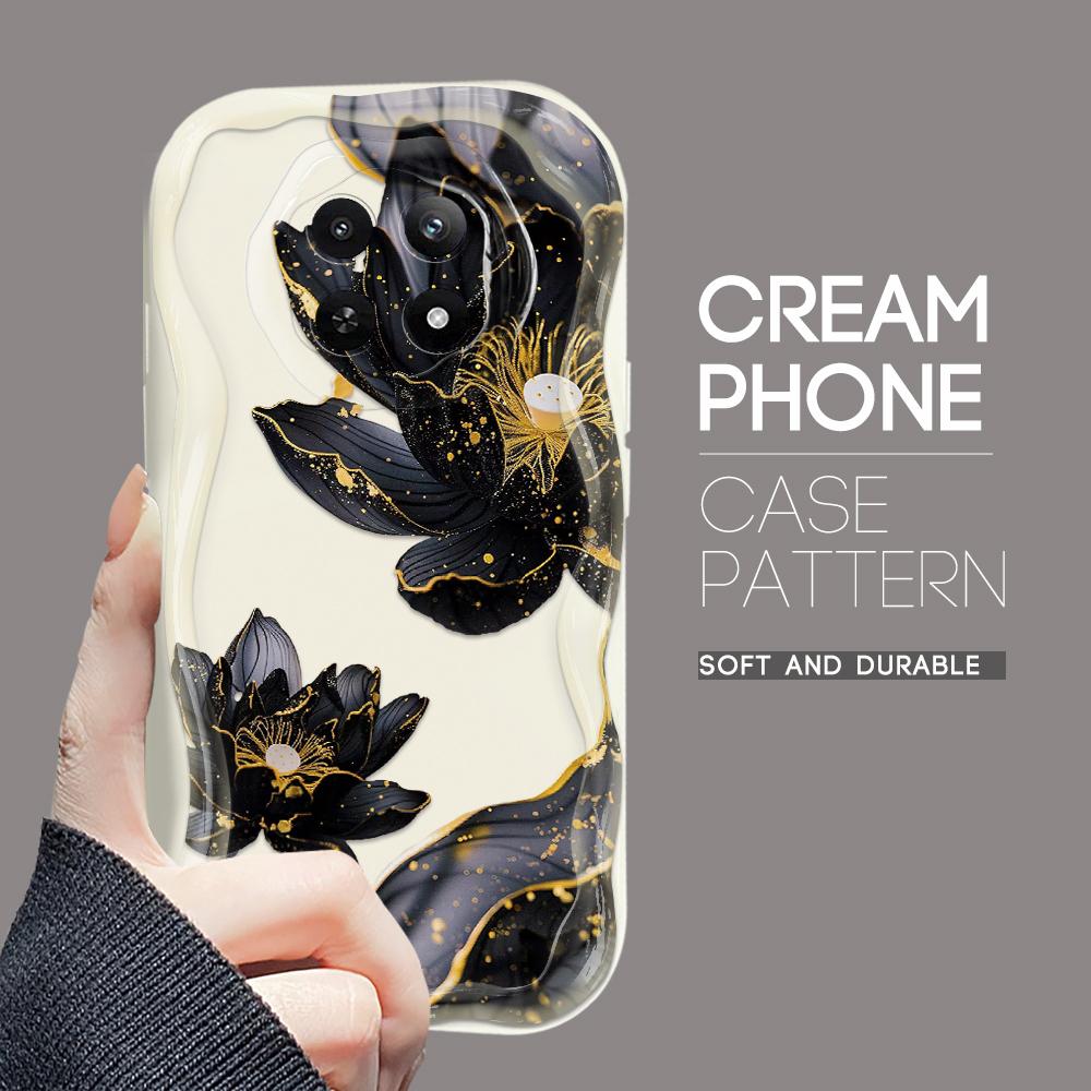 Cartoon-Muster Creme Textur Gehäuse Wellenförmige Kante Weiche Silikonabdeckung Telefonhülle für OPPO Reno Realme OnePlus Vivo