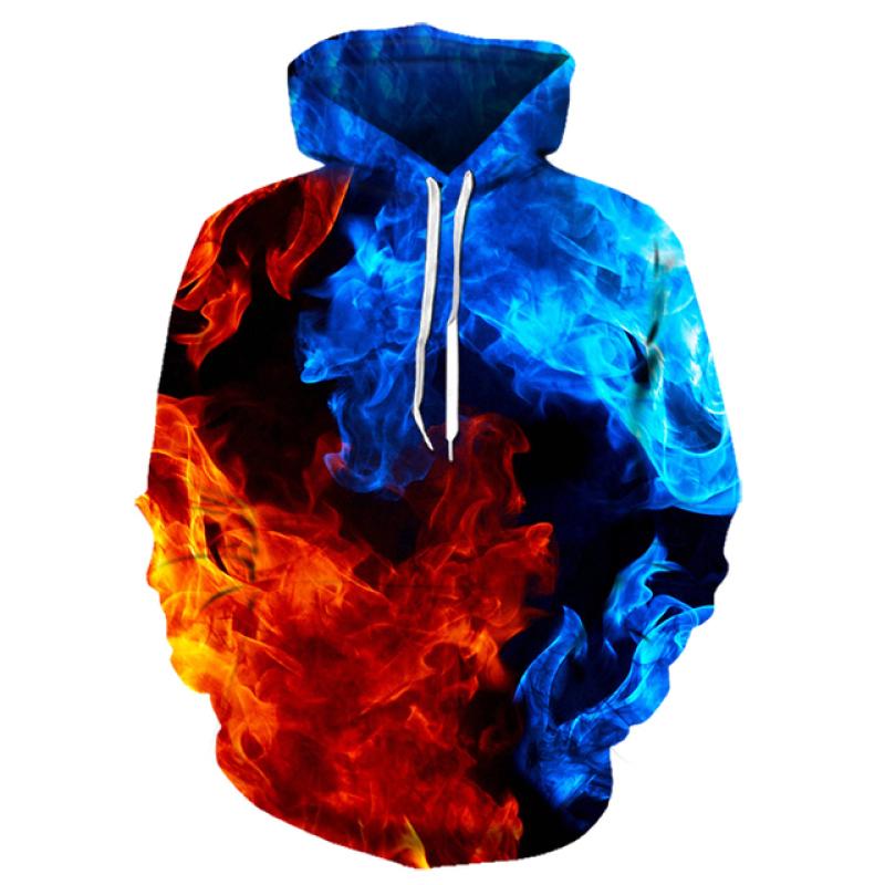 Colorful Purple Flame Hoodie 3D Printed Sweatshirt Men Hooded Spring Autumn Funny Coat Mens Clothing Jacket Streetwear Hoodies