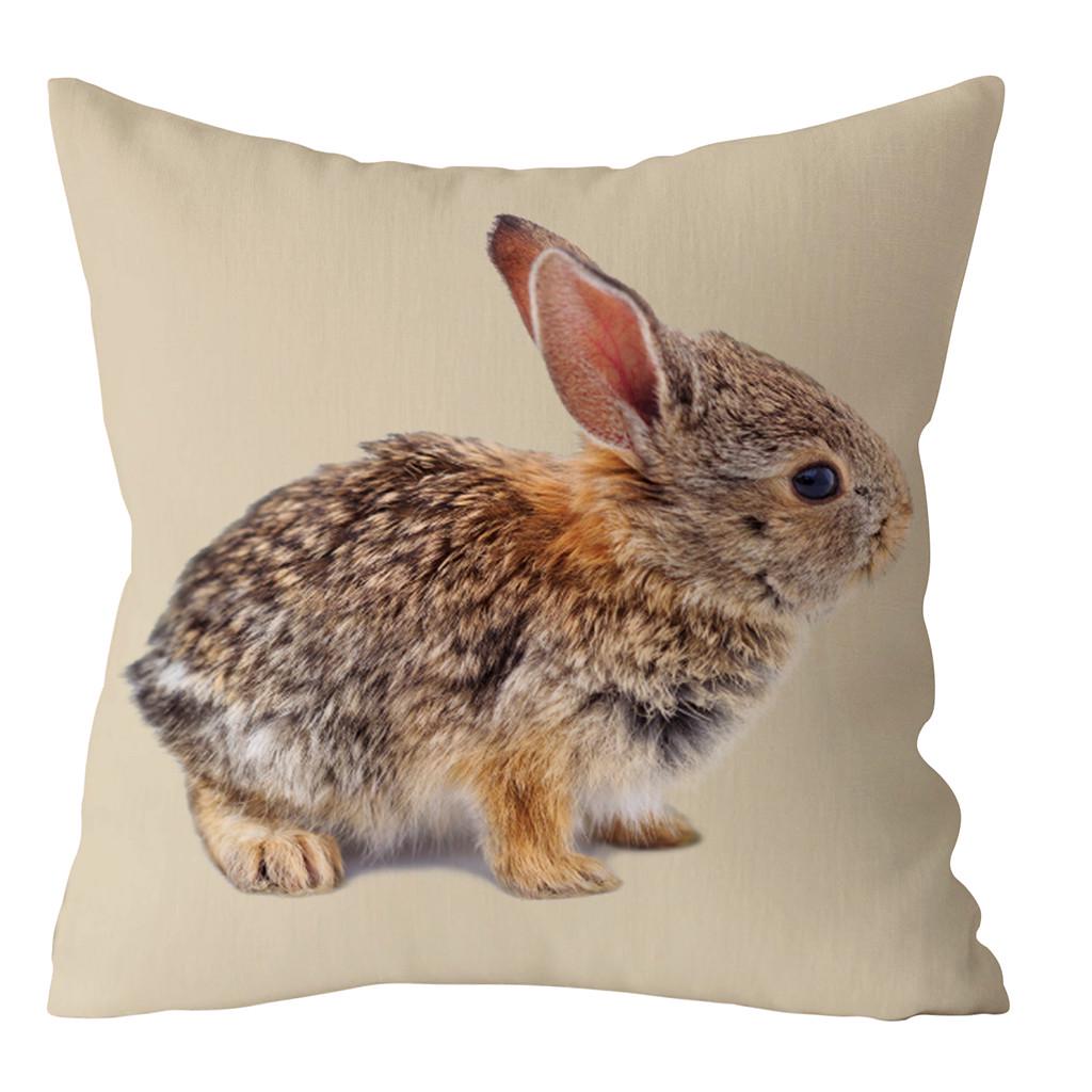Spring Easter Home Decoration Cushion Cover Square Pillow Case Cartoon Rabbit  Egg Print