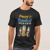 Neuheit Jüdischer Chanukka Katze Glückliche Hanukkatze T-Shirt 100% Baumwolle Rundhals Sommer Kurzarm Freizeit Herren T-Shirt Größe S3XL