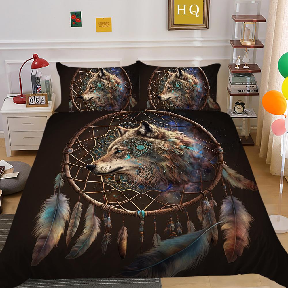 Bettbezüge, Wolf-Druck, Mikrofaser, Einzelbett-Bettwäsche-Set, Bezug für Kinder, weich, hochwertige Heimbettwäsche