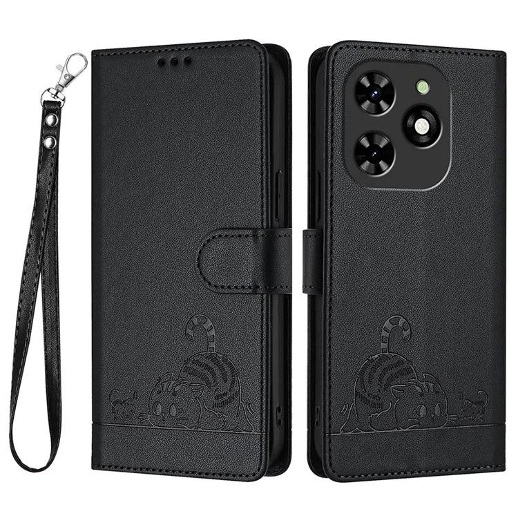 

Imprinting Series-9 for TECNO Spark Go 2024 4G Spark 20C Case Cat Mouse Pattern Leather Wallet Phone Cover