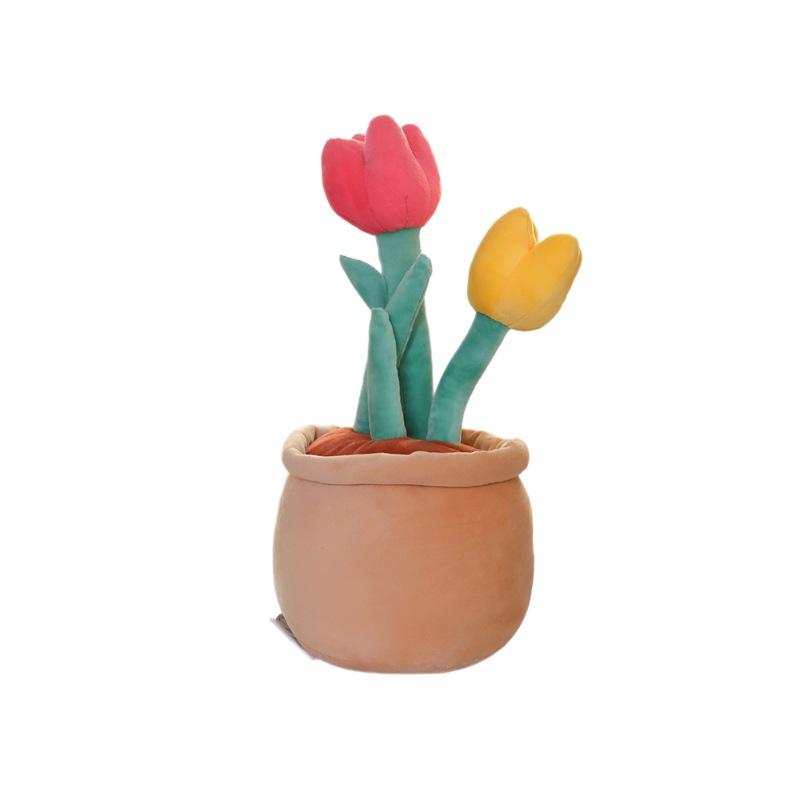 Simulated Potted Plush Toys Tulip Cactus Sunflower Plant Ornament Flower Decoration Children's Toys