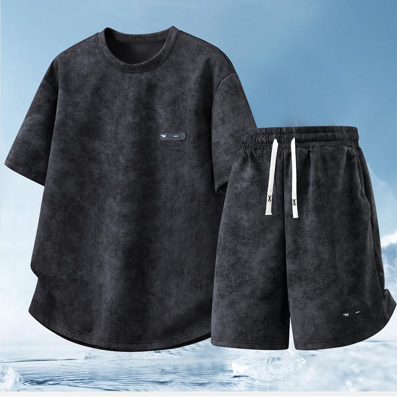 Plus Size 4XL-10XL Summer Casual Set 2 Piece Man Short Sleeve T-shirts Oversize Shorts Sets