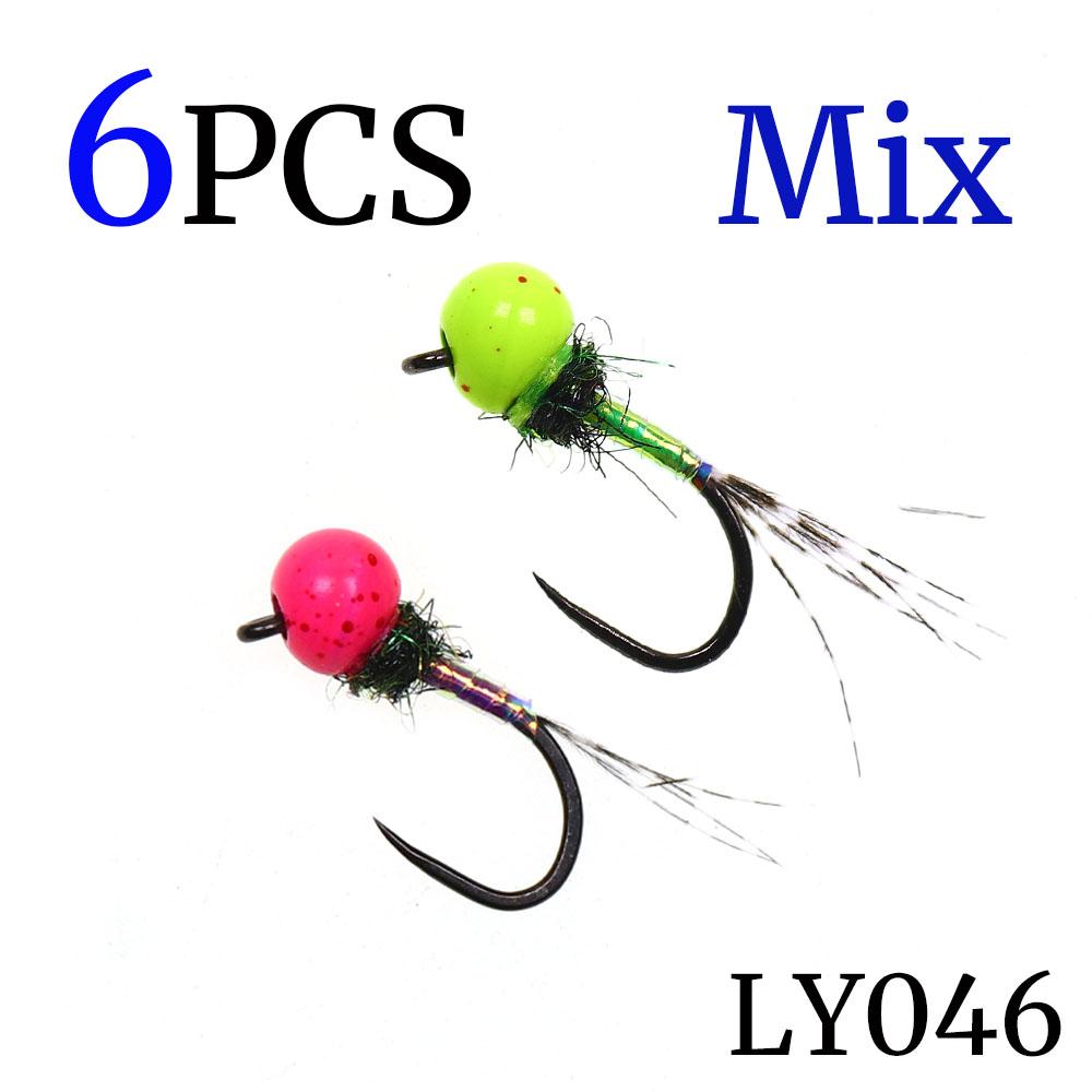6PCS Fast Sinking Perdigon Euro Nymph Wet Fly Fishing Tungsten Bead Head Barbless Jig Hook Trout Grayling panfish Fishing Lures