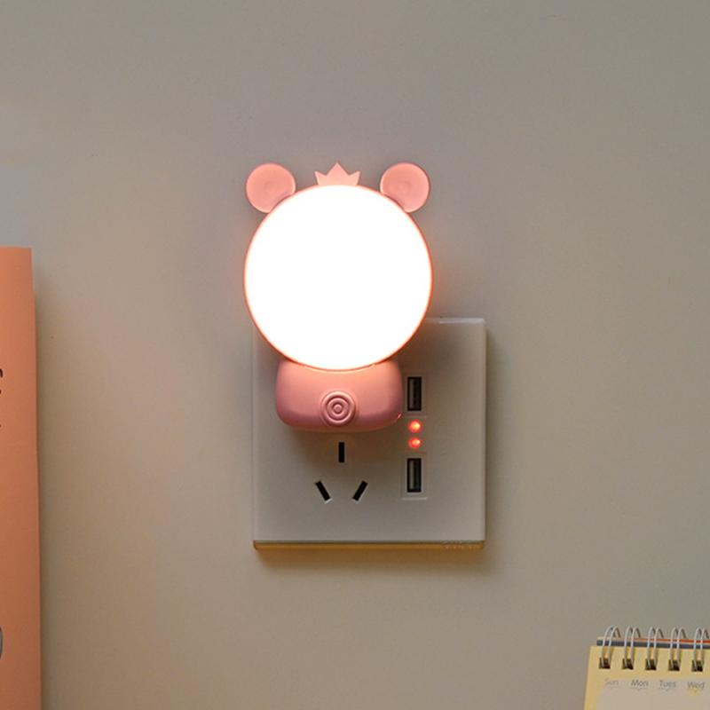 Electric Night Light With Cartoon Design Switch LED Night Light Socket Bedside/Bedroom/Nursing Light Multiple Colors Available