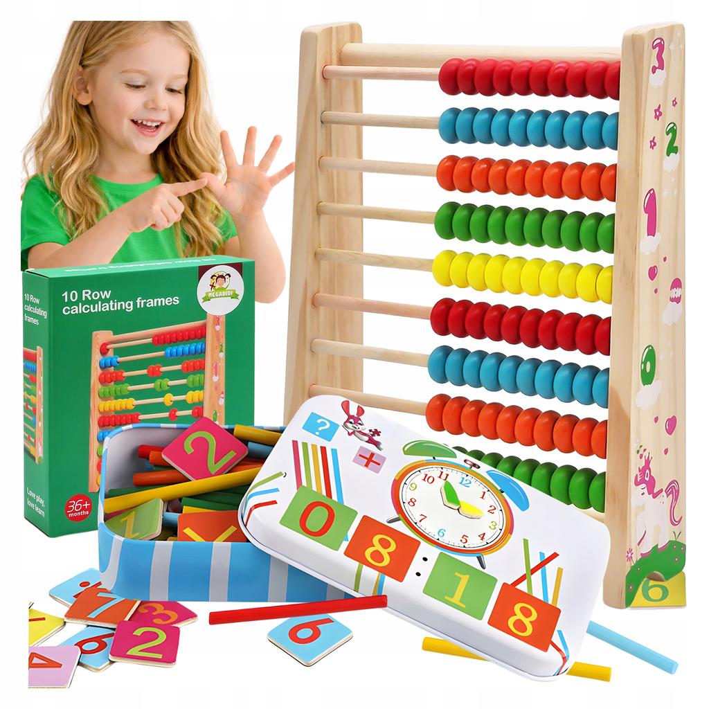EDUCATIONAL SET Arithmetic Sticks In a Can + ECO Wooden Abacus