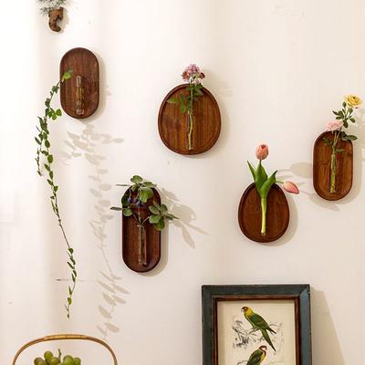 1PC Houten Vazen Zen Met 2PC Nep Eucalyptus Bladeren Woondecoratie Wandhanger Bloemdecoratie Slaapkamer Meerdere Opties Beschikbaar