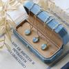 Titanium Steel Starry Ocean Pendant Necklace With Blue Oval Gemstone For Women