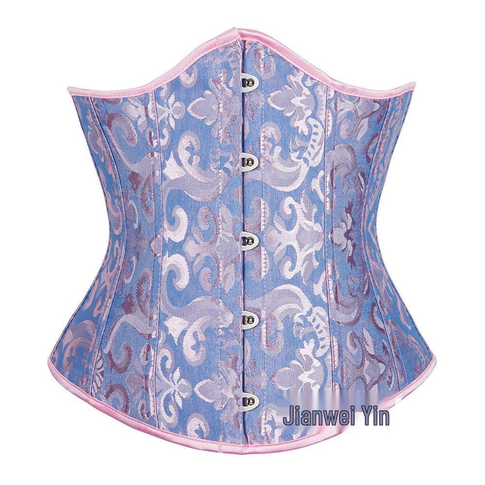 Retro Floral Taillenformer Korsett mit Bauchkontrolle und mehrfarbigem Jacquardmuster