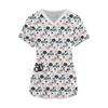 Uniformi Chirurgiche Carine Cartone Animato Gatto Donna Moda Estiva Scollo a V Medico Micro-Elastiche Manica Corta Tasche Applicate Abbigliamento Medico