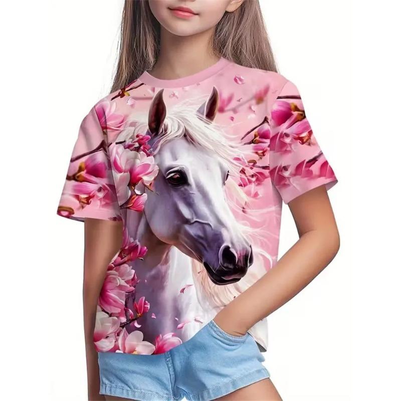 Summer Children's 3D Printed Crew Neck T-shirt Is Fashionable, Versatile, Trendy, Breathable, and Casual