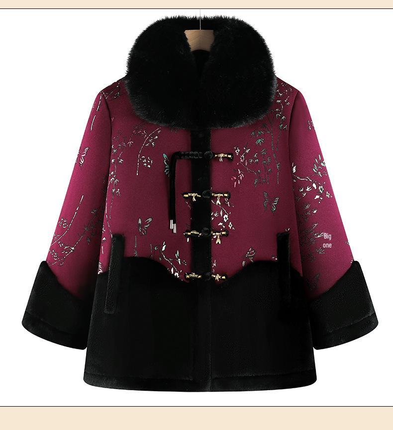 Velvet-Lined Cotton Winter Coat for Elderly Women: Warm, Stylish, Thickened Mother's Jacket
