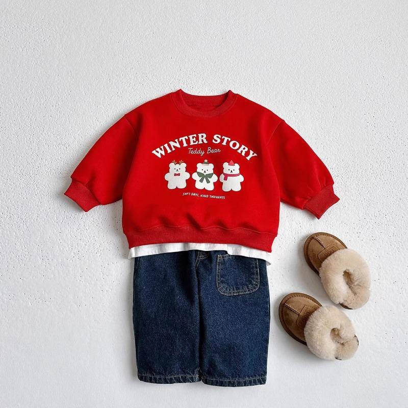 For Boys and Girls, New Year and Christmas Children's Clothing Creates Festive Atmosphere. Choose A Stylish Red Autumn and Winter Christmas Hoodie