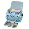Large Capacity Yarn Knitted Tote Bag Multi-Pocket Crochet Accessory Organizer with Nylon Shoulder Straps for Home Travel