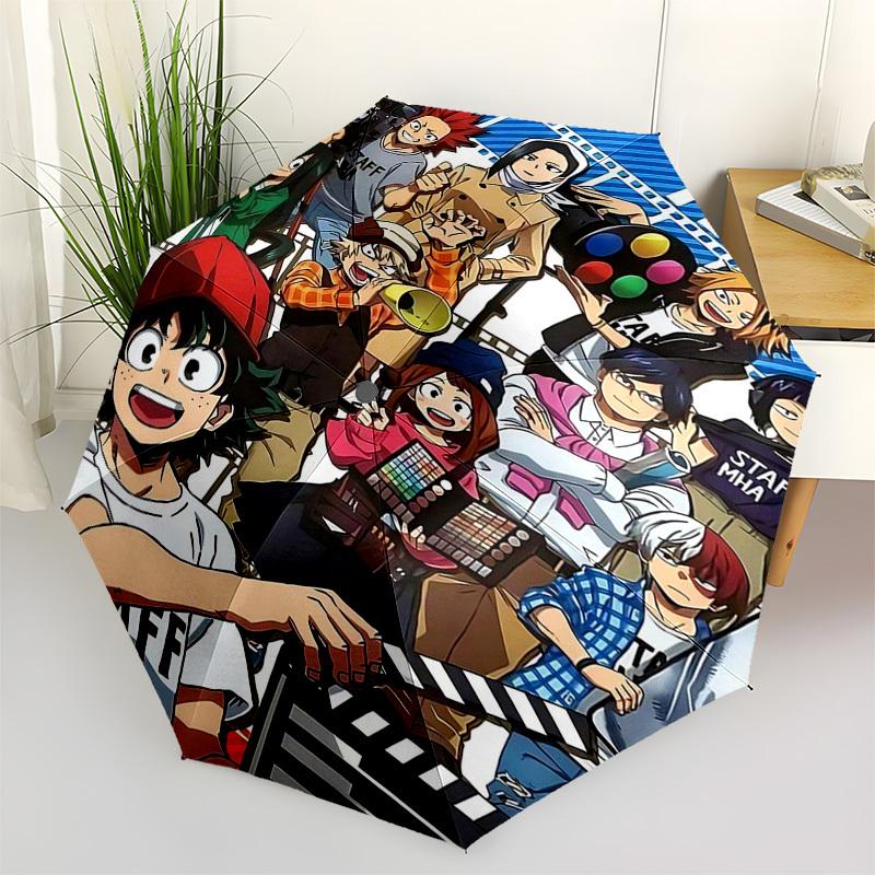 1pc My Hero Academia Staff MHA Automatic Opening Umbrella, Portable 3-Fold Design, 8-Bone Iron Frame Outdoor Umbrella, Ideal Gift for Fans, Travelers,