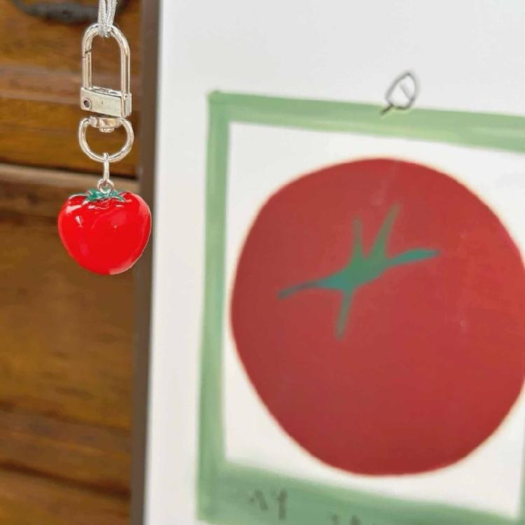Novelty Tomato with Leaf Girl Keychain Charm Pendant Accessory for School Travel and Everyday Styles Daily Casual Use