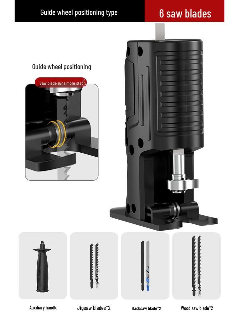 Electric Drill to Chainsaw Conversion Head: Handheld Reciprocating Saw for Woodworking and Jigsaw.