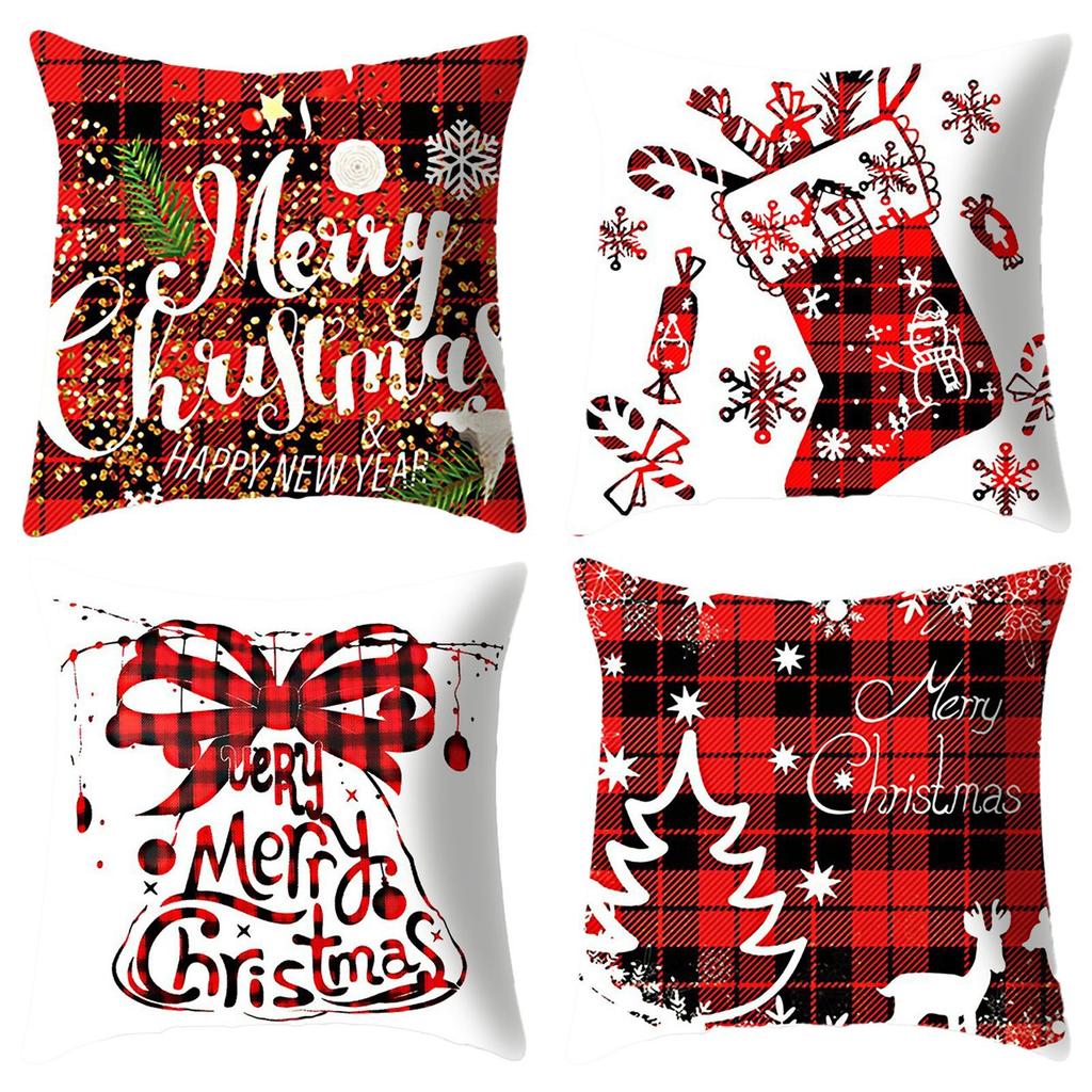 Christmas Pillowcase New Cushion Lumbar Pillow Cartoon Holiday Linen Super Soft Short Plush Pillowcase