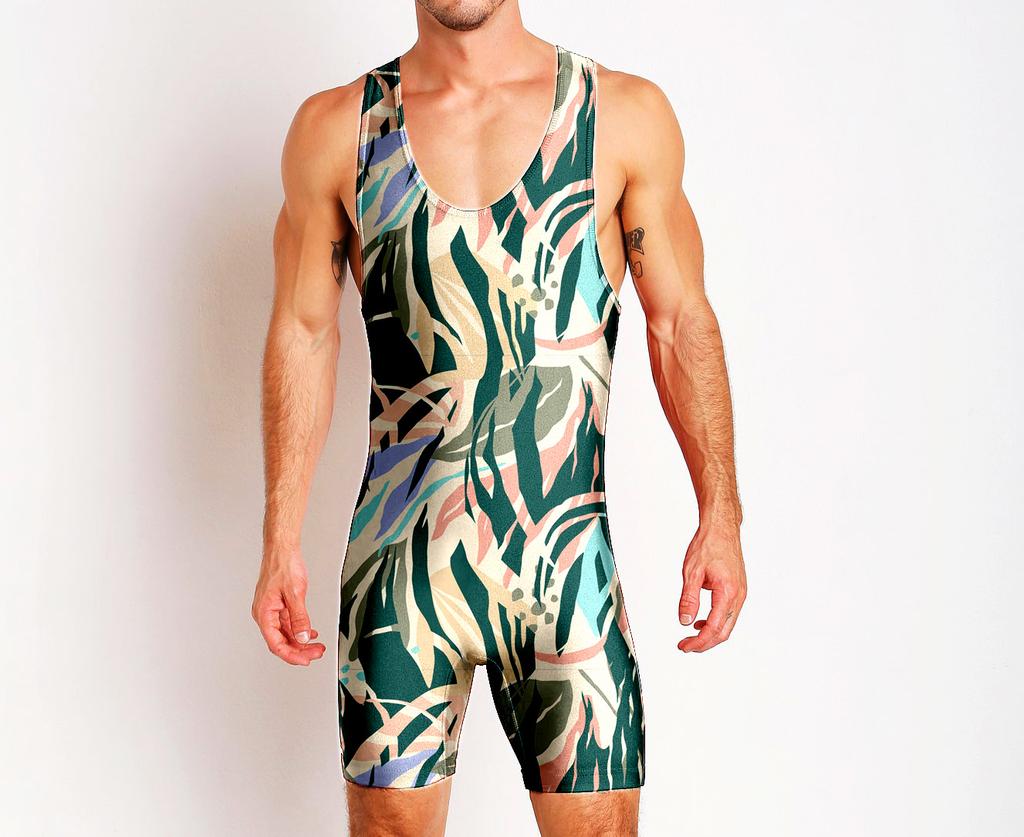 Wrestling suit Wrestling suit One-piece swimsuit Men's gym suit Sportswear Sweat-absorbing light weight training suit