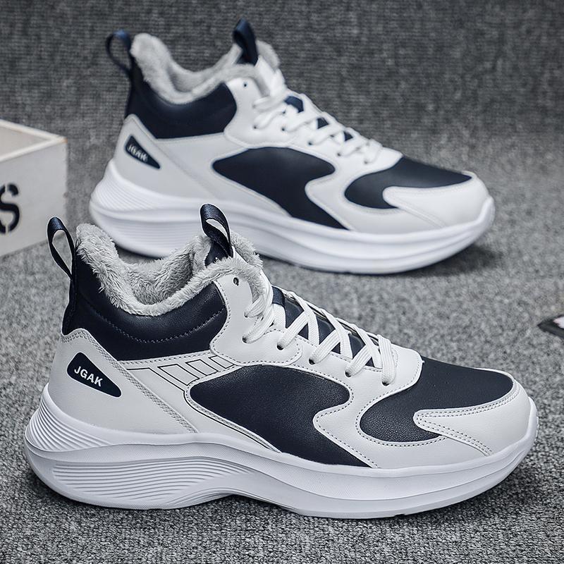 Große Größe 49 50 51 Weiße Leder-Sneaker Herren Winter Freizeitschuhe Super Warm Plüsch Sportschuhe Zapatillas Deportivas Hombre