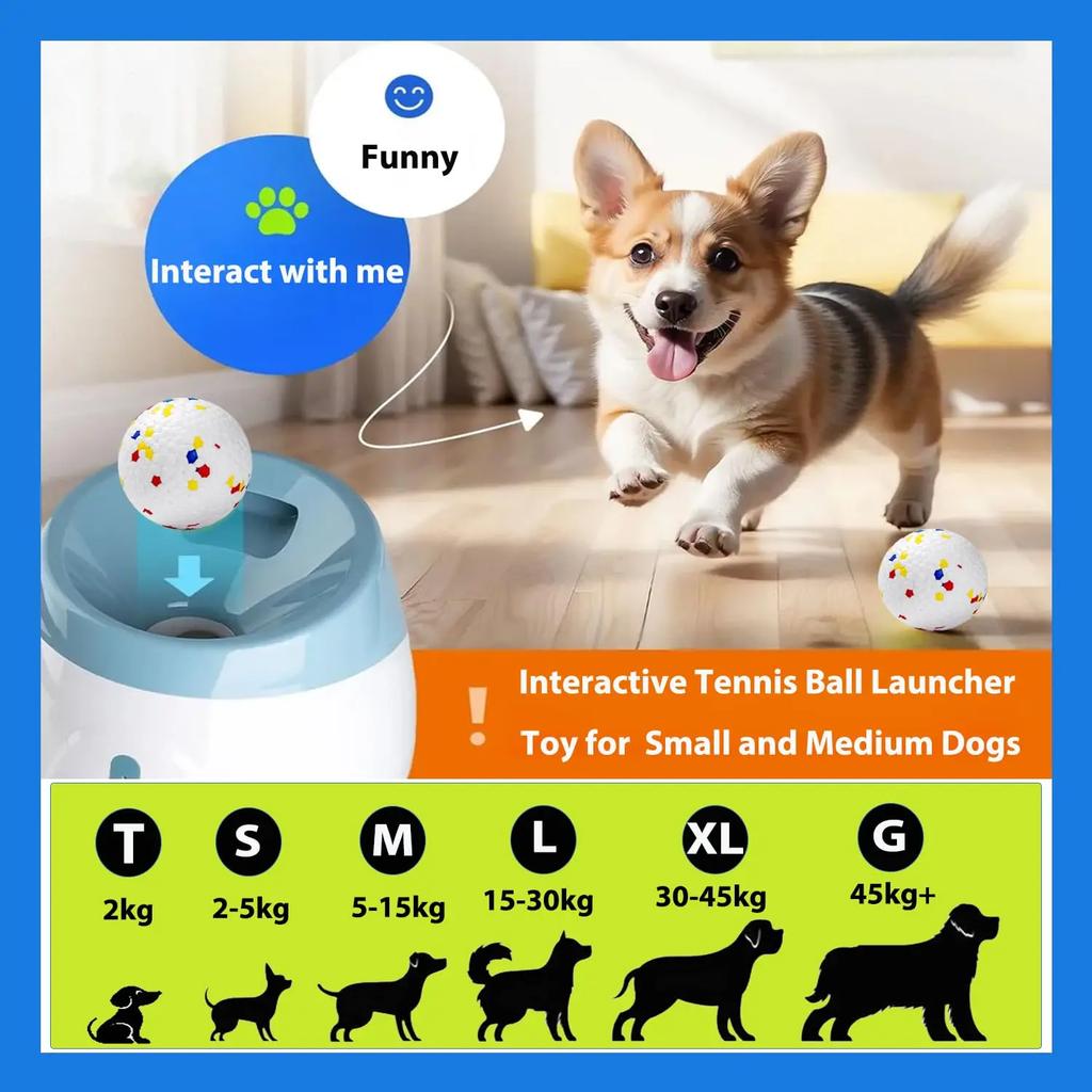 Dog Ball Thrower Launcher Ball Launcher for Dogs with 3Tennis Ball Interacive Dog Toys Fun Indoor Outdoor Adjustable Distance