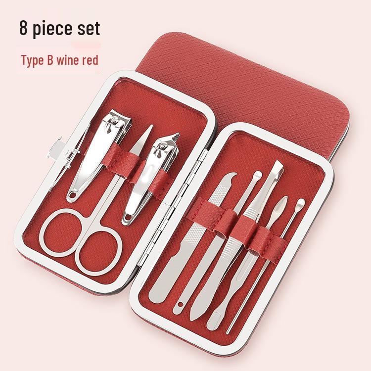 8-Piece Portable Leather Nail Clipper & Manicure Set