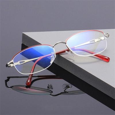Lesebrille Halbrahmen Metall Lesebrille Damen Alterssichtigkeit Brille Anti Blaulicht Ultraleichte Brille