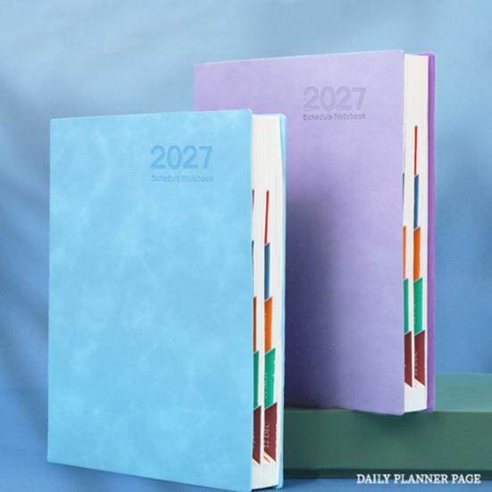 Office Supplies for Planning 2027 A5 Daily Planner, Imitation Leather 320 Page Schedule Notebook with Professional Time Management Journal Ribbon