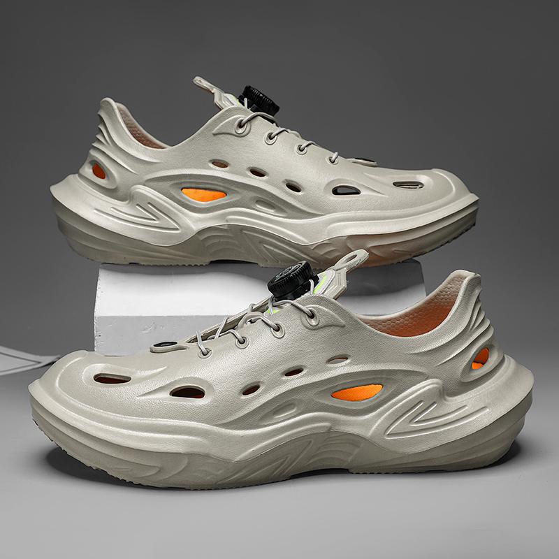 

Лето 2024 года, новые повседневные дышащие туфли для мужчин, пляжная обувь для активного отдыха, мужские мокасины 38 серый