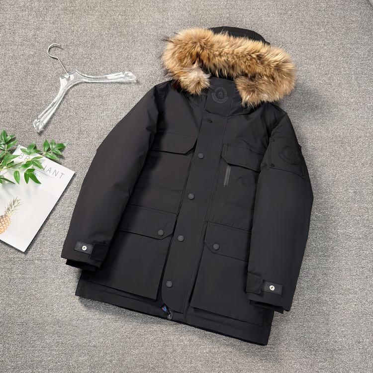 Winter 2025 Men's Fashion Down Jacket with Fur Collar - Unisex, Warm, Hooded, and Windproof.