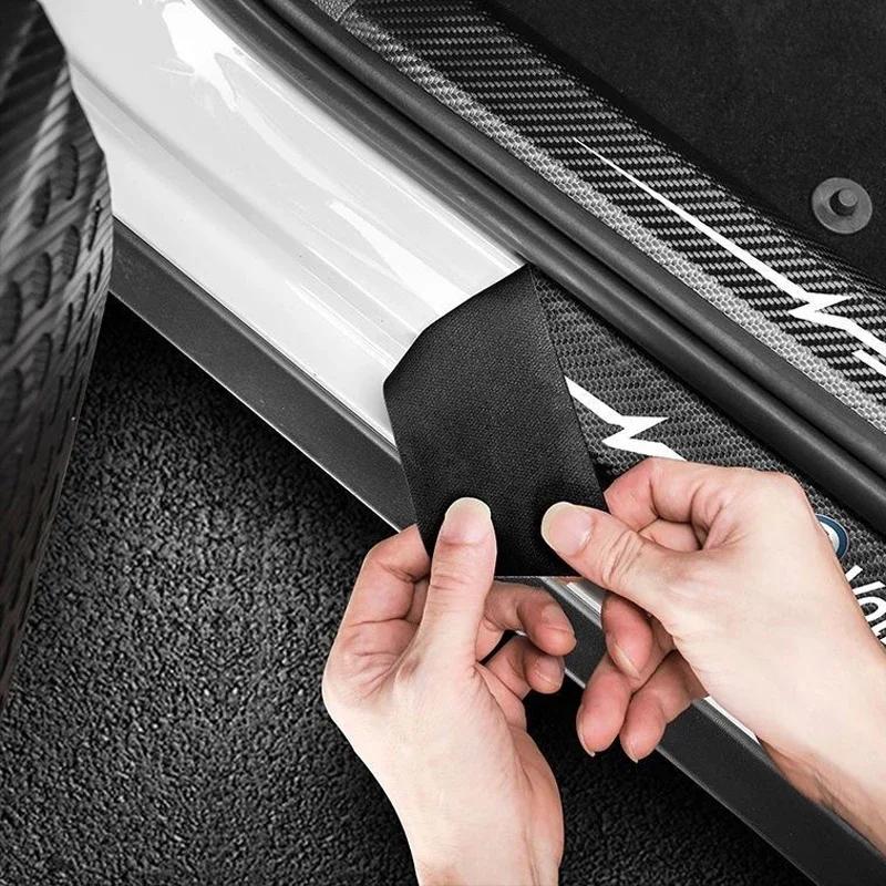 2026 Hot Sticker Car Door Sill Protector Plate Strips for Volkswagen VW Rline R Line Carbon Fiber Trunk Door Threshold Stickers