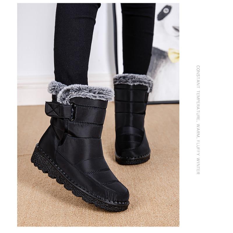 Warm Women's Thick-Sole Winter Snow Boots Velcro-Fastening Waterproof Women's Boots Casual Women's Footwear