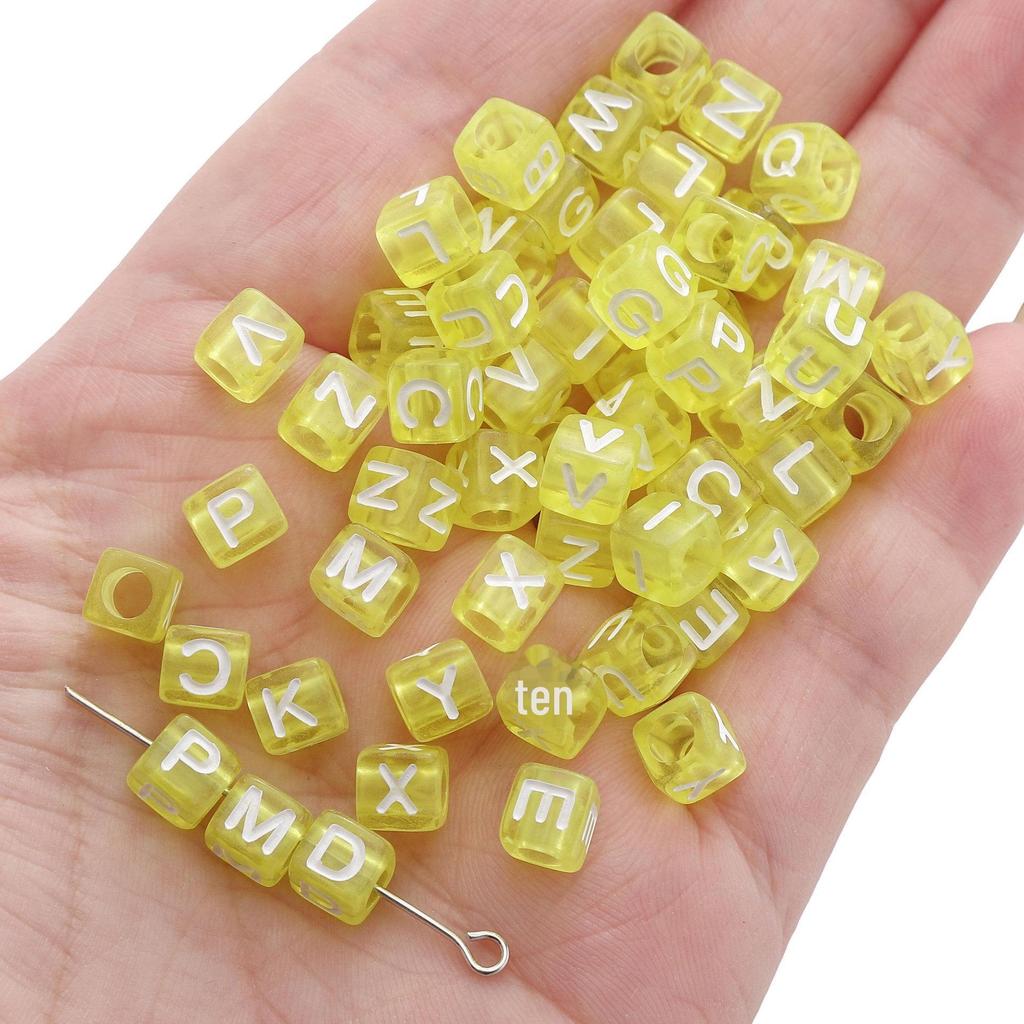 Colorful Acrylic Square Beads: English & Russian Letters for Handmade DIY Bracelets & Jewelry Accessories