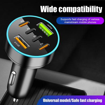 Chargeur de voiture 66W PD QC3.0 Charge USB Rapide Port Prise Allume-Cigare Voiture Charge Rapide avec Affichage Numérique